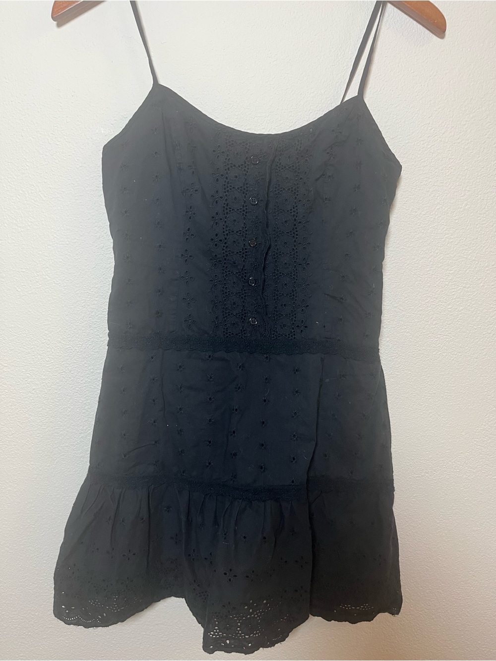 Vintage Juicy Couture Black Eyelet Spaghetti Strap Tunic Top